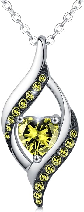 KiiKii Birthday Gifts for Women Birthstone Necklace Platinum Plated 925 Sterling Silver Forever Love Heart Pendant Meaningful Jewelry Gifts for Wife Mom