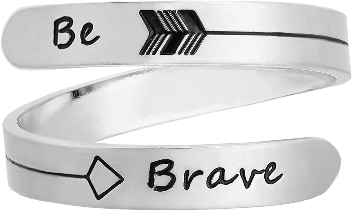 Vrycot Adjustable silvery Inspirational Stainless Steel Adjustable Bands Cool Stacking Opening Gift for Women Statement
