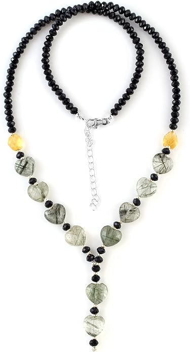 925 Sterling Silver Handmade Gemstone Necklace with Natural Heart-Shaped Beads – Dainty Jewelry for Women