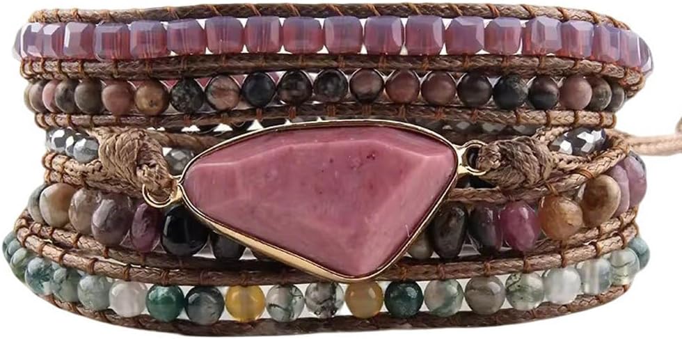 Boho Wrap Bracelet for Women, Handmade Natural Imperial Jasper Multi-Layer Stone Beaded Bracelet, Bohemian Healing Crystal Stone Jewelry Gifts
