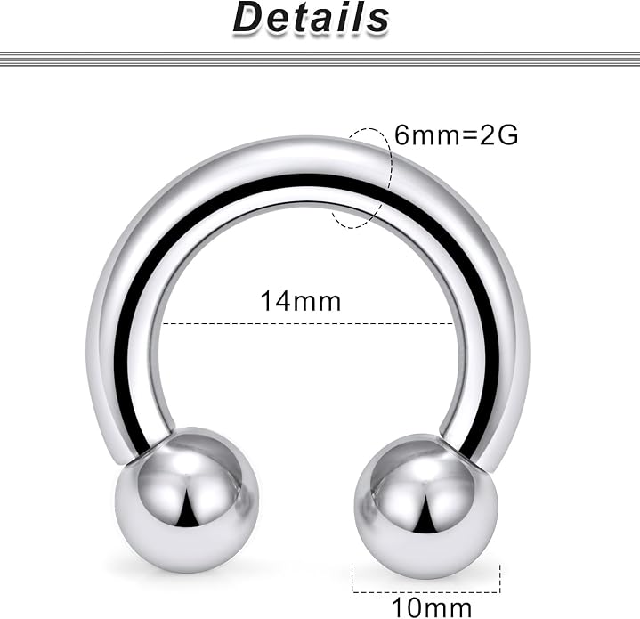 00G 0G 2G 4G 6G 8G 10G 12G 14G 16G Septum Rings Silver Black Surgical Steel Heavy Gauges Earrings Stretching kit Eyebrow Lip Septm Nose Rings Helix Tragus Daith Rook Earrings Hoops 10mm-19mm