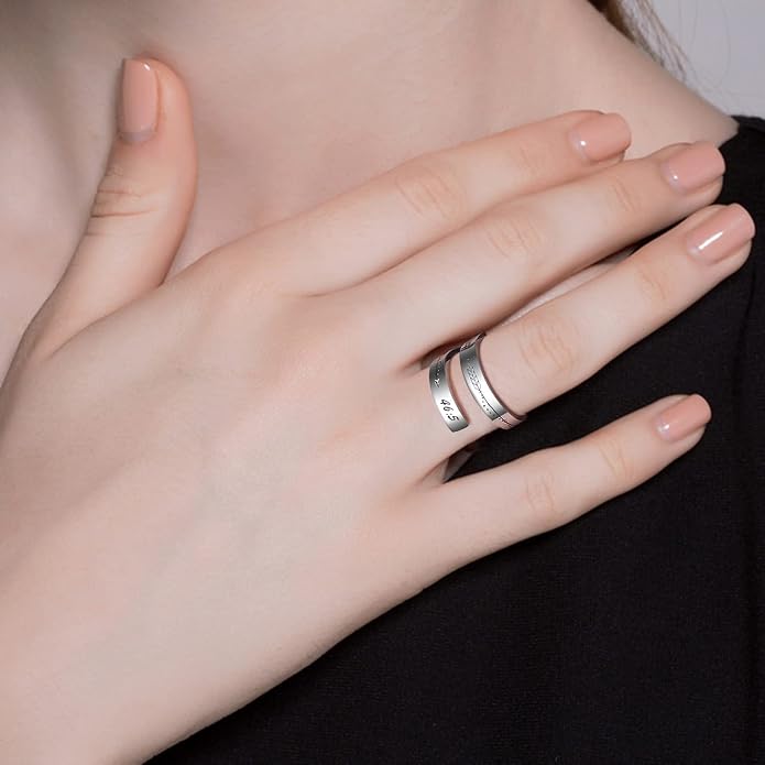 Inspirational Rings for Women Statement Stainless Steel Spiral Wrap Twist Ring Encouragement Personalized Jewelry Birthday Gifts
