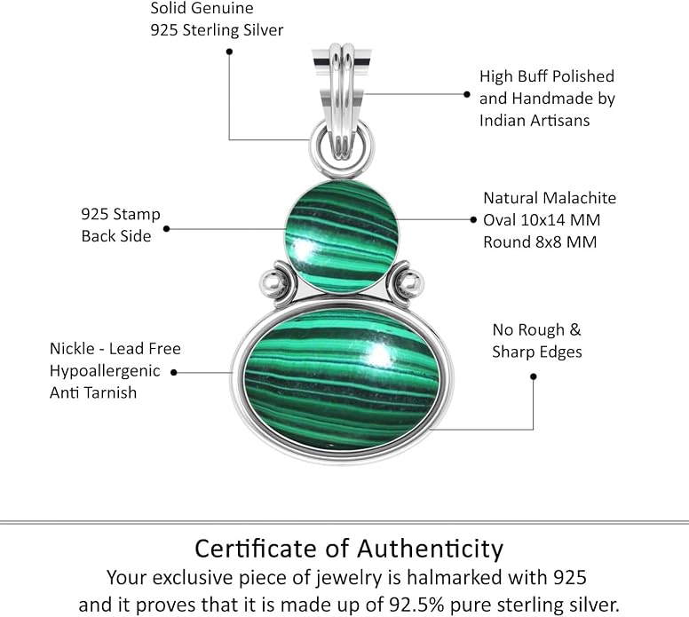 Handmade Genuine 925 Sterling Silver Pendant Necklace Natural Gemstone Crystal, Lapis, Onyx, Amber Oval Round Boho Jewelry For Women