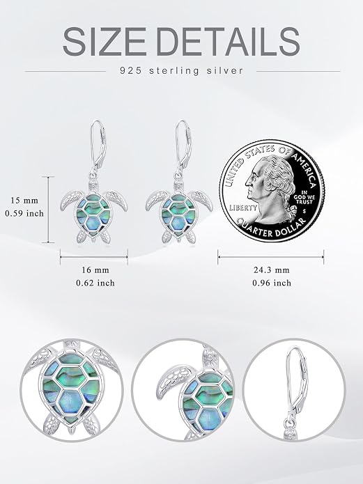 Midari Hummingbird/Butterfly/Lotus Earrings for Women 925 Sterling Silver Abalone Shell Animal Earrings Dangle for Women Abalon Moonstone Jewelry Gifts for Women Mom