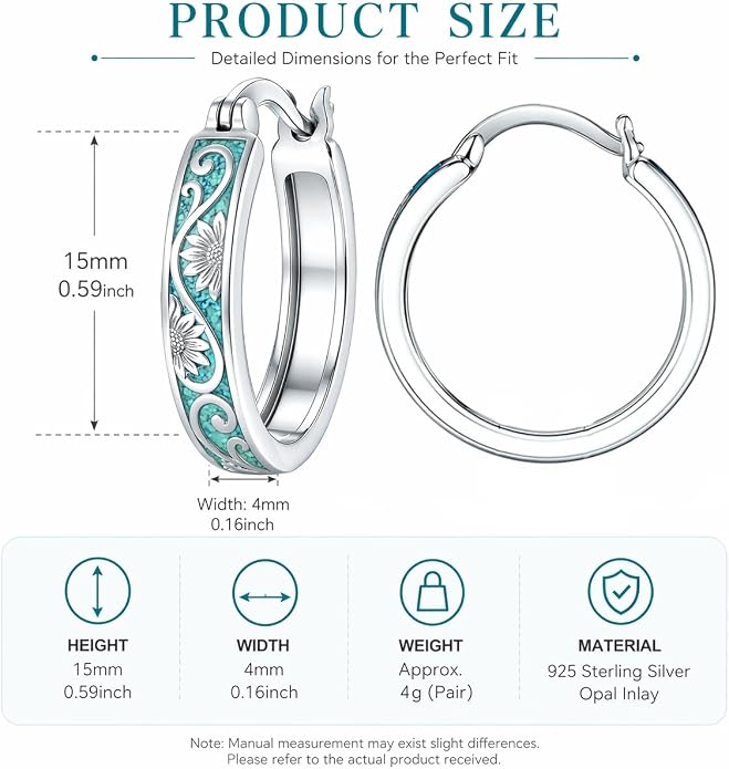 Opal/Turquoise Huggie Earrings 925 Sterling Silver Opal/Turquoise Small Animal Huggie Hoop Earrings Animal Huggies Earring Jewelry Gifts for Women Mom Her