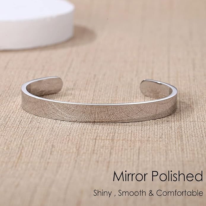 TONY & SANDY Inspirational Bracelets for Women Teen Girls Personalized Gifts for Daughter Granddaughter Mom Sister Friends Stainless Steel Engraved Cuff Birthday Easter Christmas