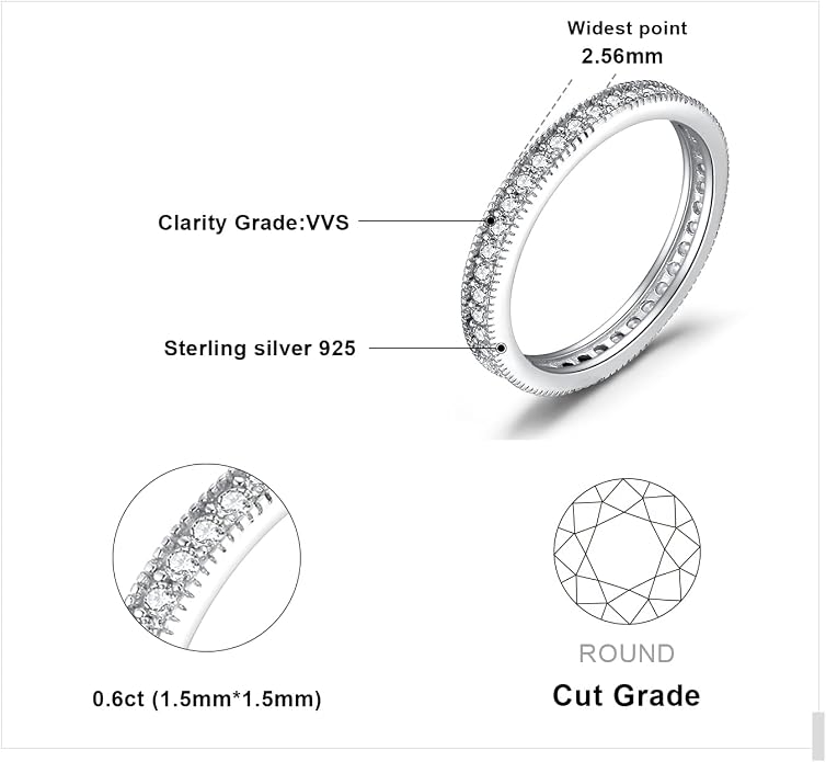 JewelryPalace 14K Gold Plated 925 Sterling Silver Rings for Women, Cubic Zirconia Promise Rings for Her, Stackable Wedding Bands Rings for Women Set Size 4-12