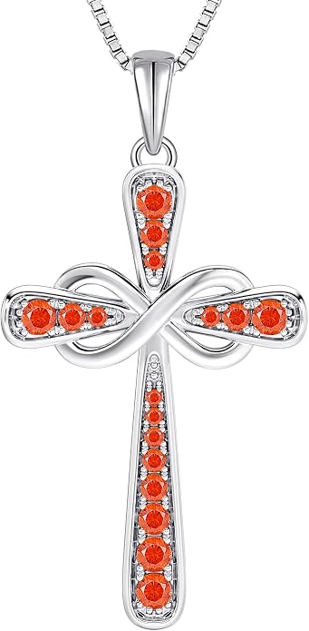 YL 925 Sterling Silver Cross Necklace for Women Halo Infinity Pendant Cubic Zirconia Jewelry for Mom