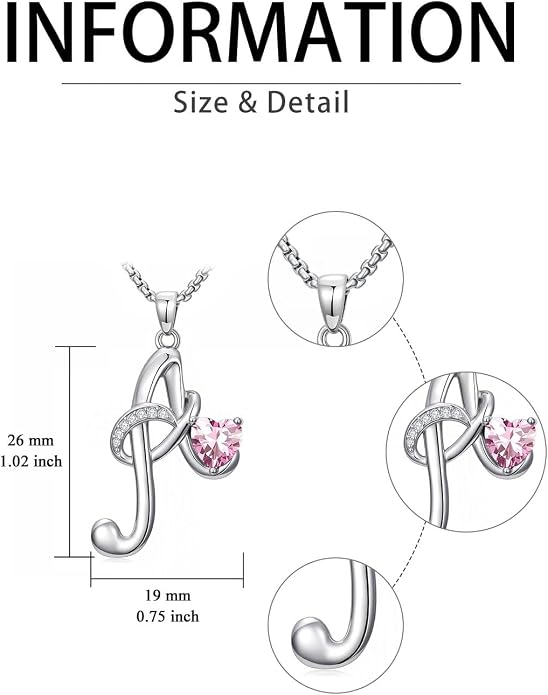 Birthday Gifts for Women Alphabet A to Z Initial Birthstone Pendant Necklaces for Women - 18k White Gold Plated Personalized Name Jewelry Anniversary Graduation Gifts for Wife Her Daughter Girlfriend(with Gift Box)