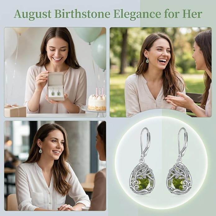 Teardrop Tree of Life/Filigree Earrings for Women Dangle Leverback Earrings Jewelry Gift Anniversary For Her