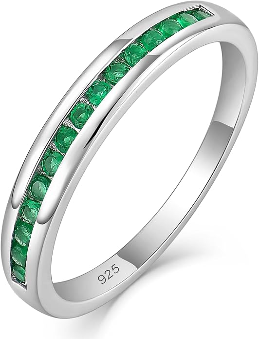 YL Stackable Rings 925 Sterling Silver Halo Birthstone Eternity Bands Jewelry for Women