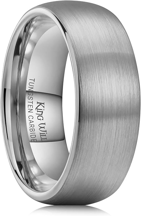 King Will Wedding Band for Men Women, 2/4/6/7/8mm Domed Matte Brushed Tungsten Carbide Rings, Solid/Dual Color Engagement Rings, Comfort Fit