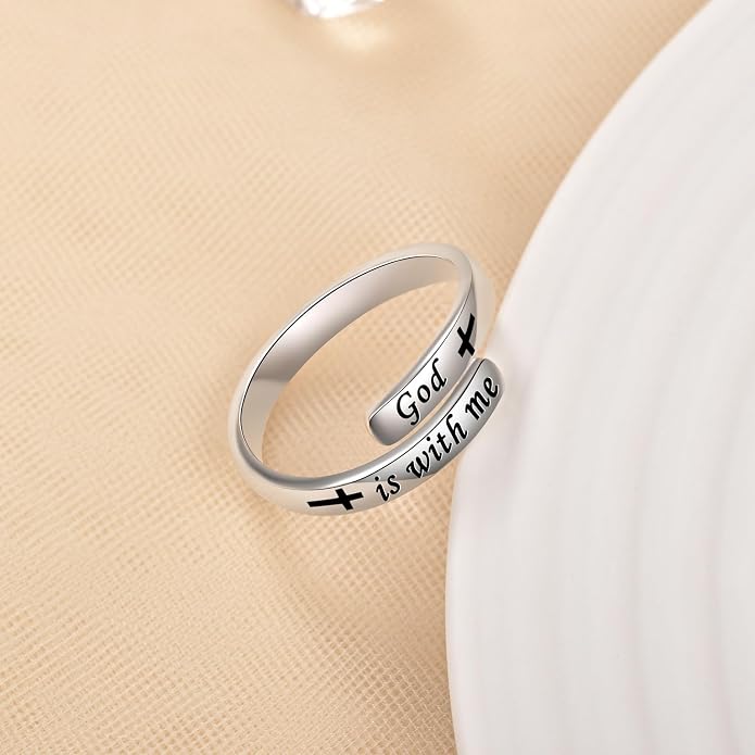 BEILIN 925 Sterling Silver Inspirational Jewelry Rings Adjustable Ring Personality Encouragement Gift for Teens Women