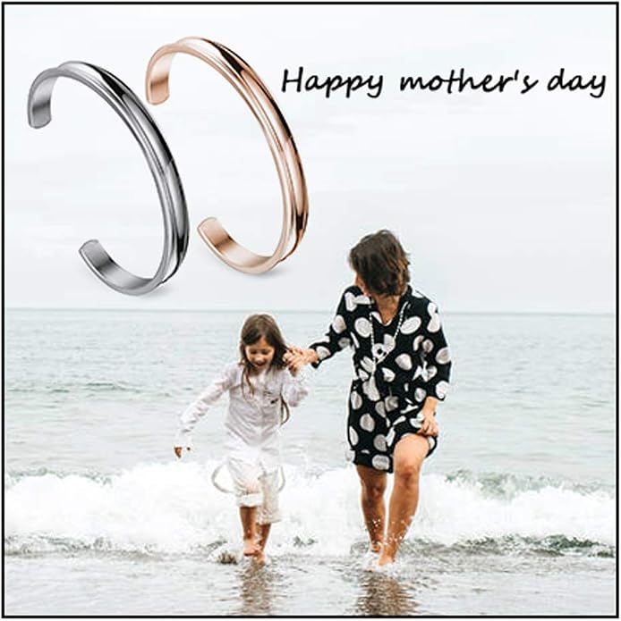 Zuo Bao Stainless Steel Bracelet Grooved Cuff Bangle for Women