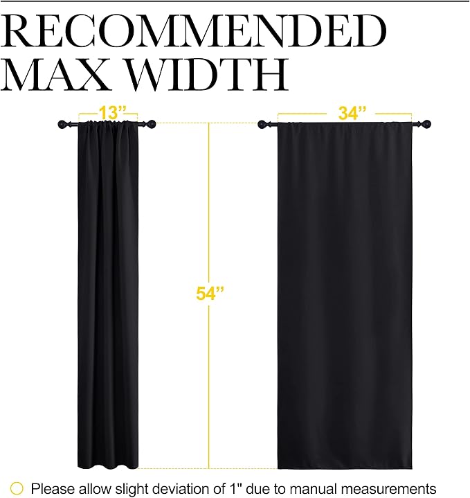 NICETOWN Black Out Curtain Panels for Kitchen - Energy Smart Decoration Thermal Insulating Blackout Drapes/Draperies for Small Window (2 Panels, 34 in x 54 in (W x L))