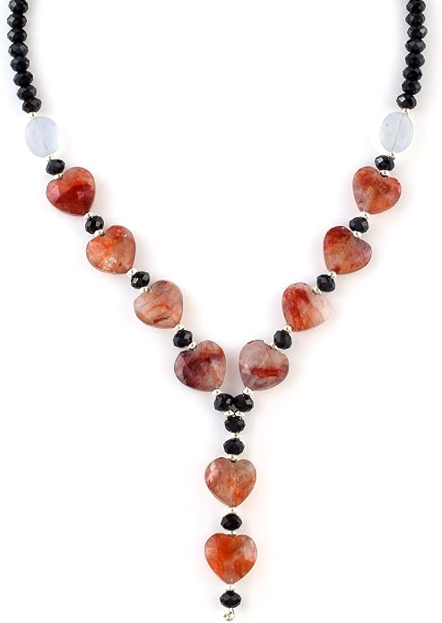 925 Sterling Silver Handmade Gemstone Necklace with Natural Heart-Shaped Beads – Dainty Jewelry for Women