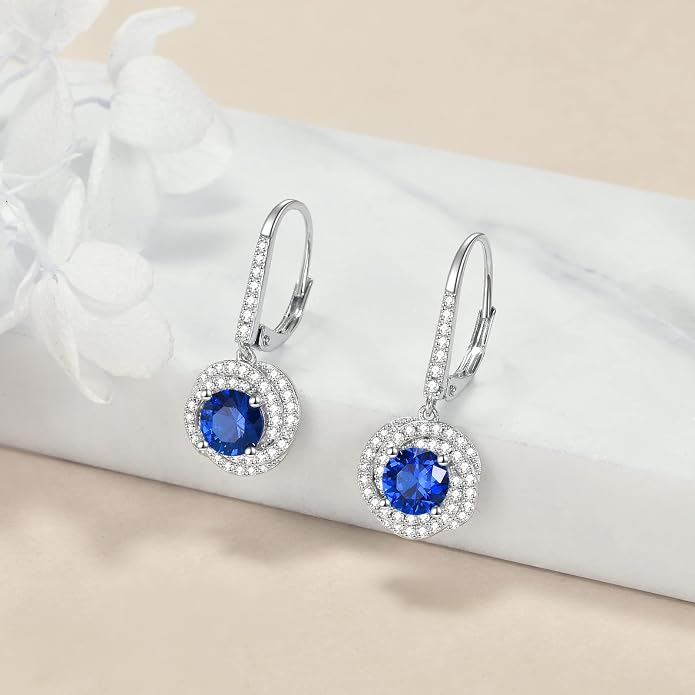 VONALA Dangle Earrings 925 Sterling Silver Opal Larimar Lapis Sapphire Turquoise Moss Agate Crystal Dangling Earrings Jewelry Gift for Women