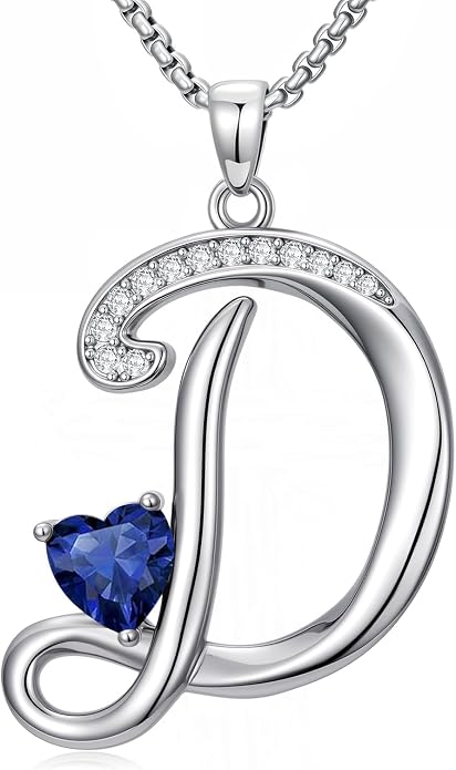 Birthday Gifts for Women Alphabet A to Z Initial Birthstone Pendant Necklaces for Women - 18k White Gold Plated Personalized Name Jewelry Anniversary Graduation Gifts for Wife Her Daughter Girlfriend(with Gift Box)