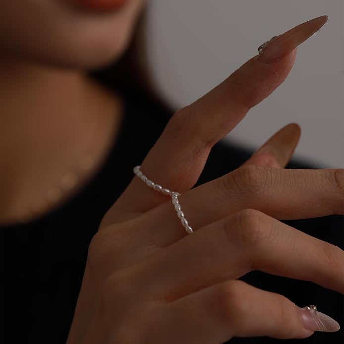 14K Gold Filled ring, dainty stackable handpicked premium 1.8-2mm cultured freshwater pearl ring women's