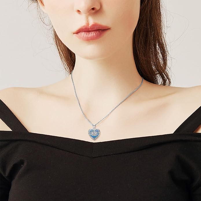 SOULMEET Personalized Silver Locket Necklace That Holds Pictures Photo Keep Someone Near to You, Memorial Custom Lockets Necklaces Letters Engraving for His Her