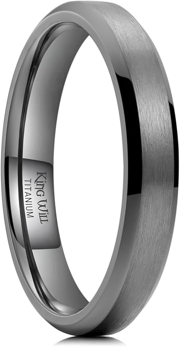 King Will Titanium Wedding Band for Men Women- 3-10mm Width Black/Sliver/Gold High Purity Titanium Promise Wedding Ring Comfort Fit for Daily Wear Size 6-14