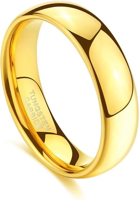 TRUMIUM 2mm 4mm 6mm 8mm Tungsten Wedding Band Ring for Men Women Silver/Rose Gold Plated/Rainbow/Gold Plated Domed High Polish Engagement Promise Rings Comfort Fit 4-15