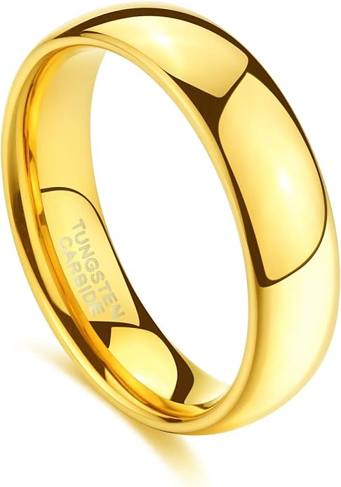 TRUMIUM 2mm 4mm 6mm 8mm Tungsten Wedding Band Ring for Men Women Silver/Rose Gold Plated/Rainbow/Gold Plated Domed High Polish Engagement Promise Rings Comfort Fit 4-15