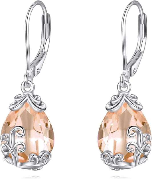 POPLYKE Celtic Filigree Teardrop Drop Dangle Earrings Sterling Silver Leverback Earrings Jewelry for Women