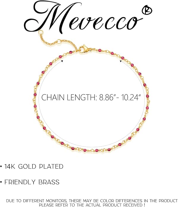 MEVECCO Anklet for Women Gold Chain 14K Gold Plated Dainty Boho Beach Summer Simple Foot Jewelry Ankle Bracelet
