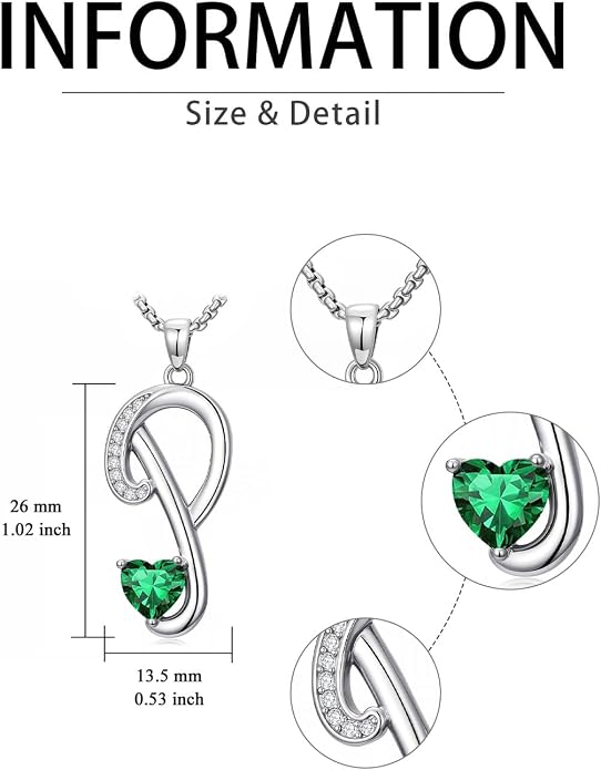 Birthday Gifts for Women Alphabet A to Z Initial Birthstone Pendant Necklaces for Women - 18k White Gold Plated Personalized Name Jewelry Anniversary Graduation Gifts for Wife Her Daughter Girlfriend(with Gift Box)