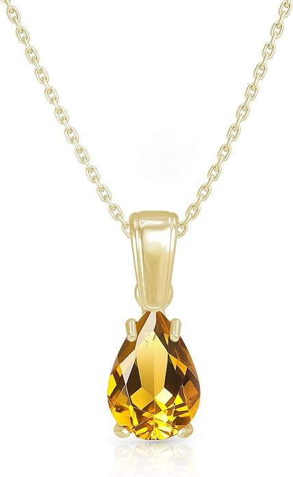 14K Gold Plated Gemstone Necklace for Women - Birthestone Teardrop Necklace - Gold Jewelry for Women - Dainty Gold Necklace - Everyday Necklaces - Gold Necklaces for Women
