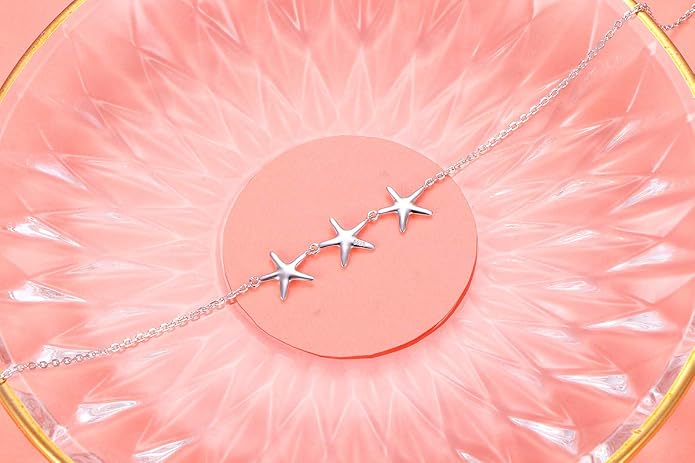 Alphm Anklet for Women S925 Sterling Silver Adjustable Foot Evil Eye Starfish Heart Bead Butterfly Celtic Knot Cross Multilayer Layered Ankle Bracelet Jewelry