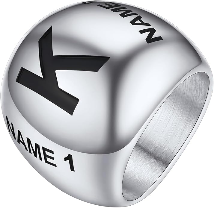 GOLDCHIC JEWELRY Chunky Dome Ring for Women, Stainless Steel Bold Stacking Croissant Statement Ring For Men (Size 7-12, Custom)