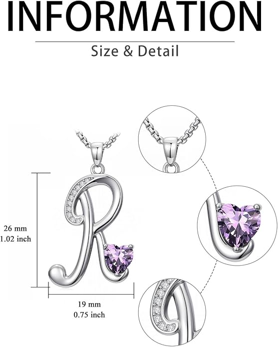 Birthday Gifts for Women Alphabet A to Z Initial Birthstone Pendant Necklaces for Women - 18k White Gold Plated Personalized Name Jewelry Anniversary Graduation Gifts for Wife Her Daughter Girlfriend(with Gift Box)