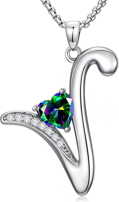 Birthday Gifts for Women Alphabet A to Z Initial Birthstone Pendant Necklaces for Women - 18k White Gold Plated Personalized Name Jewelry Anniversary Graduation Gifts for Wife Her Daughter Girlfriend(with Gift Box)