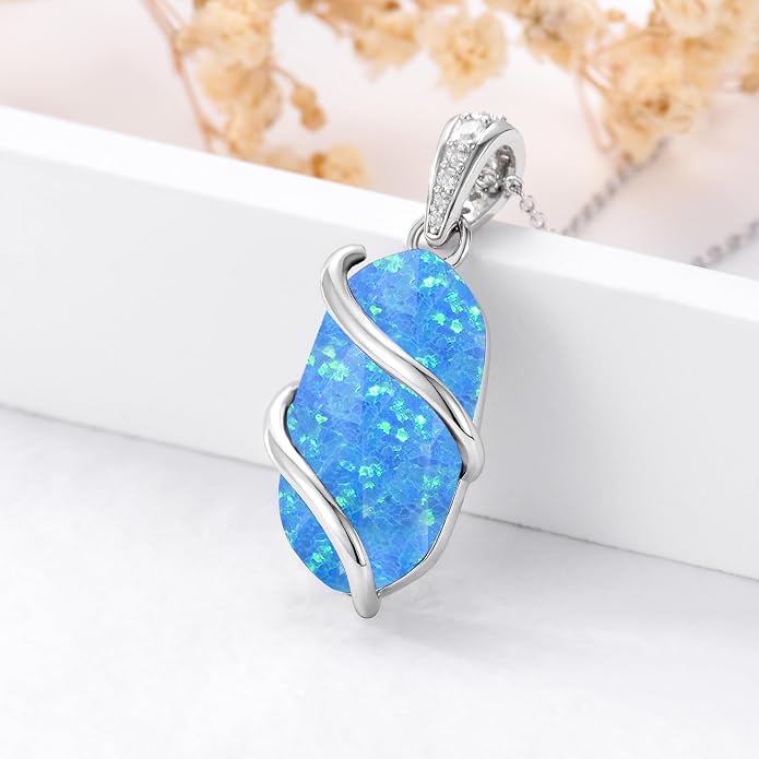 HPQQ Necklace for Women 925 Sterling Silver Dainty Gemstone Pendant Fine Jewelry Birthday Mothers Day Gifts for Mom Wife Her
