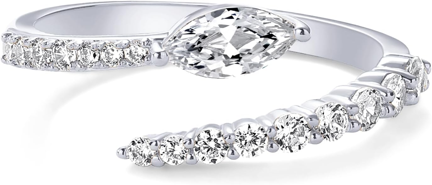 PAVOI 14K Gold Plated Cubic Zirconia Crossover Stackable Ring for Women | Marquise CZ Open Twist Eternity Band