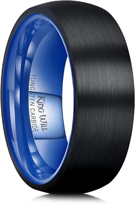 King Will Wedding Band for Men Women, 2/4/6/7/8mm Domed Matte Brushed Tungsten Carbide Rings, Solid/Dual Color Engagement Rings, Comfort Fit