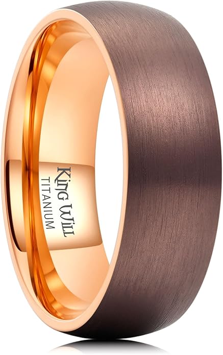 King Will Titanium Wedding Band for Men Women-Sliver/Black/Gold Plated Pure Titanium Wedding Ring, 3-9mm Widths Available Brushed Matte Design Comfort Fit Size 4-16