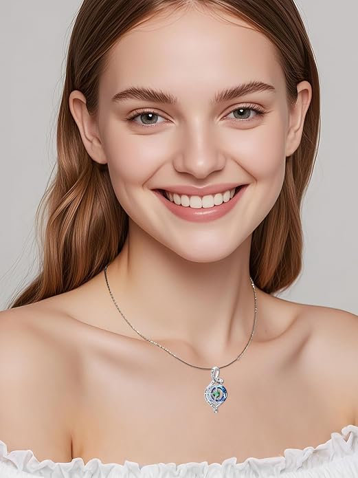OCJ Birthstone Necklace for Women 925 Sterling Silver Moon and Star Pendant Infinity Celtic Moon Crystal Jewelry Anniversary Birthday Christmas Gift for Her Wife Girlfriend Mom Daughter