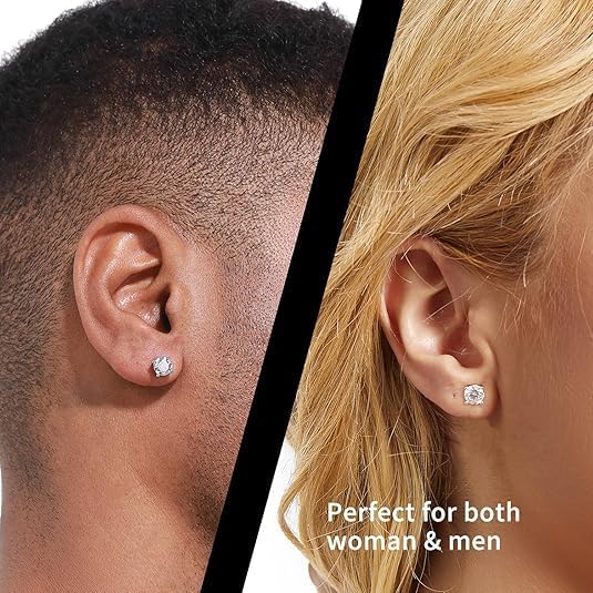 Moissanite Stud Earrings GRA 925 Sterling Silver Earrings for Men 18K White Gold Plating Earrings for Women,wedding earrings(0.3Ct-4Ct)