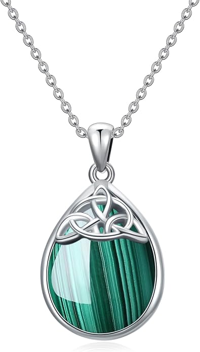 PELOVNY Celtic Knot Necklaces for Women 925 Sterling Silver Gemstone/Birthstone Teardrop Infinity Necklace Irish Celtic Pendant Jewelry Gifts for Mom Daughter Wife