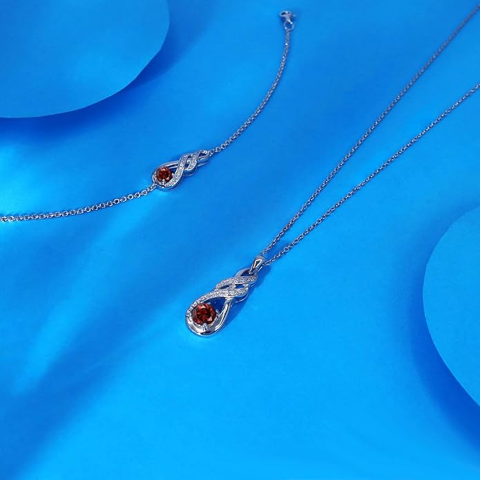 Birthstone Necklaces for Women 925 Sterling Silver Infinity Pendant Created Gemstone Jewelry for Her, 16"+2"