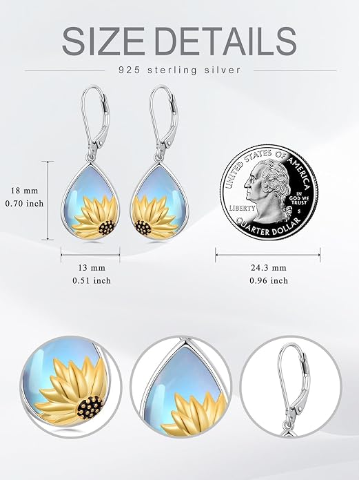 Midari Heart Dangle Earrings 925 Sterling Silver Leverback Drop Earrings Teacher Music Art Jewelry Gifts for Women Students Apple/Guitar/Palette/Note Design