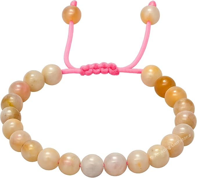Amazing Gemstone Canadian Flower Agate Bracelet for Women Men's Gifts - Protection Healing Crystal Bracelet - 8mm Gemstone Beaded Adjustable Bracelet Pulseras para Hombres Mujer Stocking Stuffers