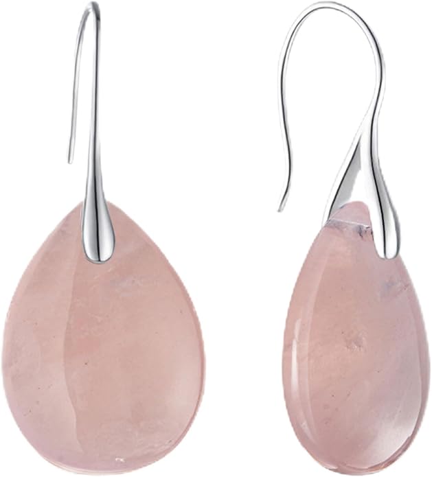 925 Sterling Silver Natural Crystal Agate Dangle Earrings, Waterdrop Teardrop Shape