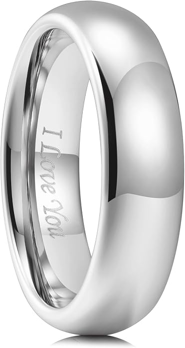 King Will Tungsten Carbide Wedding Band for Men Women Promise Rings for Couples Domed High Polish