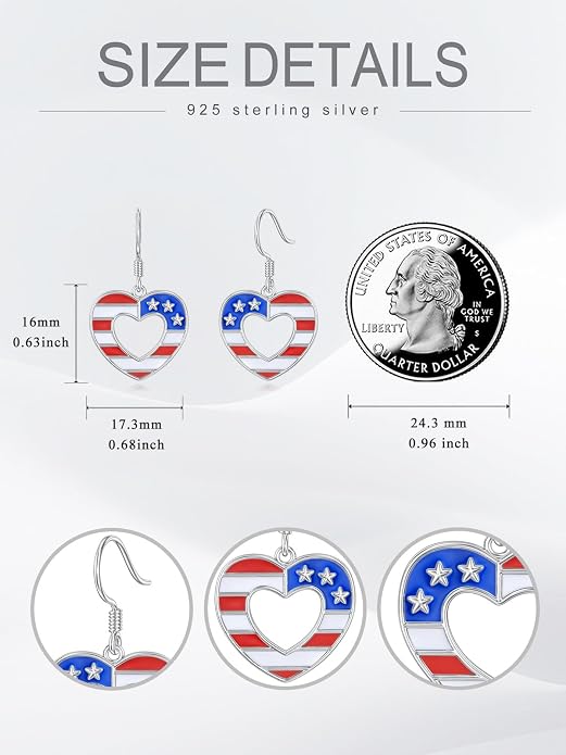 Seiyang Dangle Earrings 925 Sterling Silver Animal/American Flag/Turquoise Dangle Drop Earrings Jewelry Gifts for Women