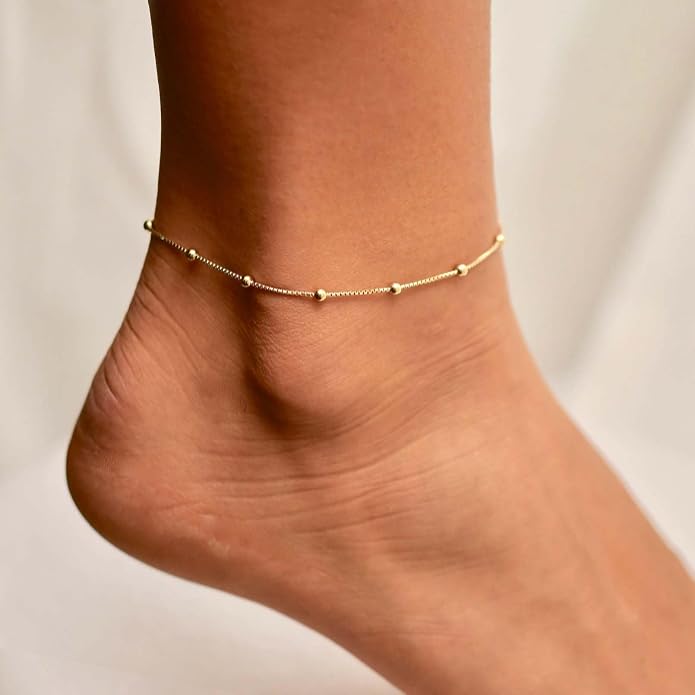 ChicSilver 925 Sterling Silver Ankle Bracelet for Women, Simple Cuban Link/Figaro/Twist Rope Chain Anklets for Beach Party(with Gift Box)