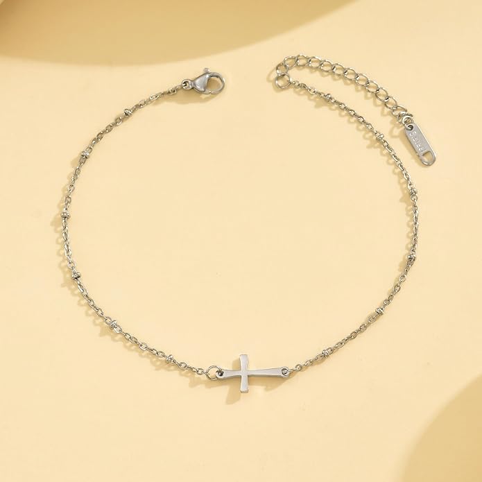 Dainty Ankle Bracelets for Women 18K Gold Plated Satellite Beaded Herringbone Lip Chain Anklets Simple Minimalist Summer Beach Foot Jewelry Christmas Gifts
